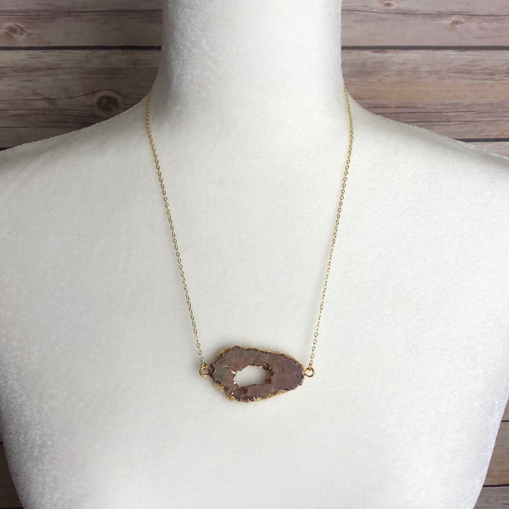 Estrella & Luna Pink Druzy Crystal Necklace